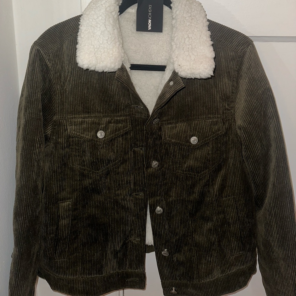 Women’s Olive Green Faux Fur Jacket